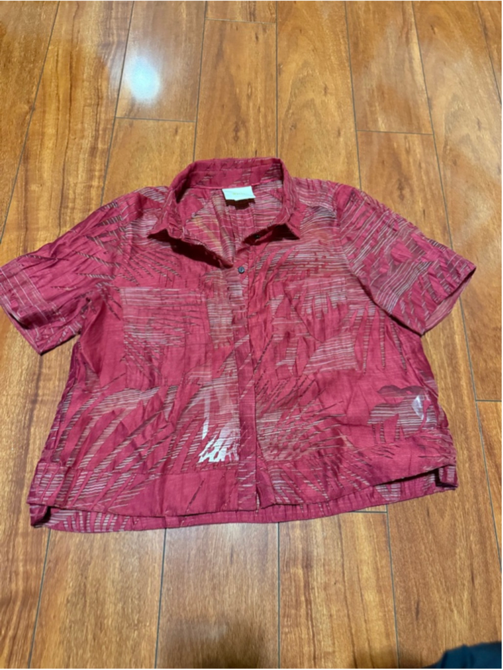 Women's Maeve Red & White Palm Print Button Down Shirt Size 4